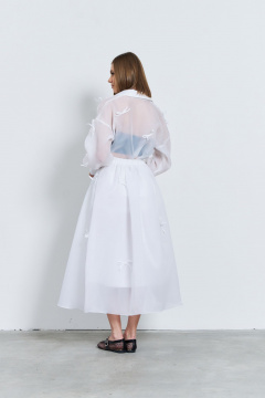 Белая юбка из плательной ткани с складками и бантиками AG Green G528/8 - фото 2