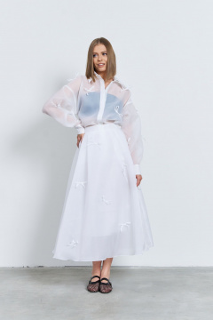 Белая юбка из плательной ткани с складками и бантиками AG Green G528/8 - фото 1