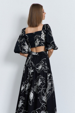 Черная юбка из плательной ткани с складками и поясом AG Green G525/8 черный - фото 2