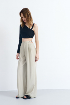 Брюки классические из костюмной ткани с складками AG Green G513/6 бежевый - фото 1