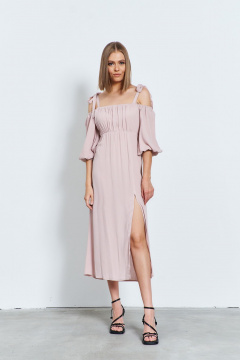 Розовое платье из текстиля для комфортного лета AG Green G477/1 пудра - фото 1