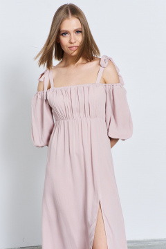 Розовое платье из текстиля для комфортного лета AG Green G477/1 пудра - фото 3