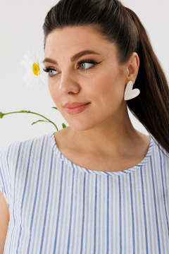 Голубое платье оверсайз из хлопкового текстиля Anelli 1059 топаз - фото 5