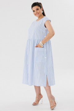 Голубое платье оверсайз из хлопкового текстиля Anelli 1059 топаз - фото 4