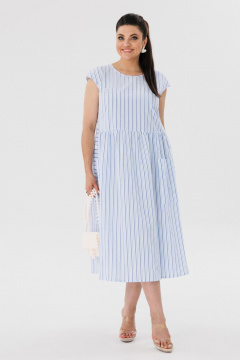 Голубое платье оверсайз из хлопкового текстиля Anelli 1059 топаз - фото 1