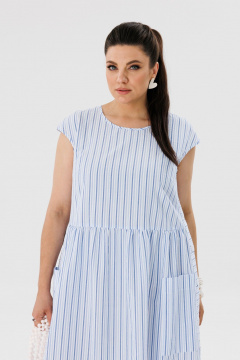 Голубое платье оверсайз из хлопкового текстиля Anelli 1059 топаз - фото 2