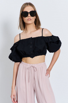 Блуза черная из текстиля для ежедневного стиля AG Green G452/3 черный - фото 3