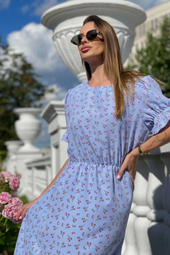 Платье миди с цветочным принтом и короткими рукавами Skipper Design 4425-к голубой - фото 3