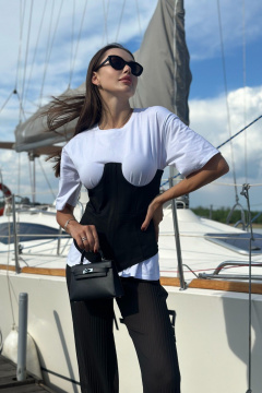 Брюки из полупрозрачной ткани с прямым крылом Skipper Design 610 черный - фото 3