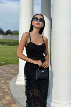 Корсетный топ из вискозы с регулировкой бретелей Skipper Design 734 черный - фото 1