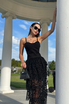 Корсетный топ из вискозы с регулировкой бретелей Skipper Design 734 черный - фото 2