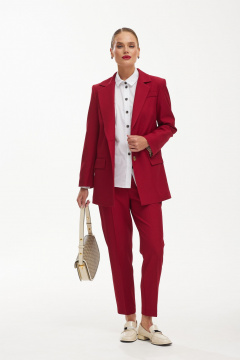 Костюм двойка: брюки и жакет в деловом стиле Твой имидж 1910 красный - фото 4