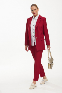 Костюм двойка: брюки и жакет в деловом стиле Твой имидж 1910 красный - фото 3