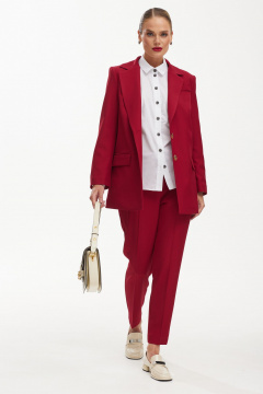 Костюм двойка: брюки и жакет в деловом стиле Твой имидж 1910 красный - фото 2