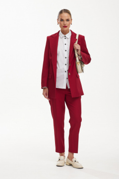Костюм двойка: брюки и жакет в деловом стиле Твой имидж 1910 красный - фото 1