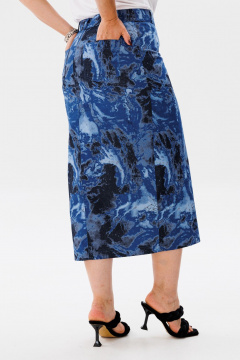 Летняя синяя юбка-карандаш из хлопка с карманами Anelli 1453 синий_мрамор - фото 4