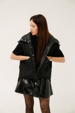 Черный жилет из текстиля для стильных образов MASHA SKORINA MS-VB-6-001 - фото 1