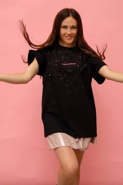 Трендовая футболка с ручной росписью и надписью MASHA SKORINA MS-T-8-001 - фото 4