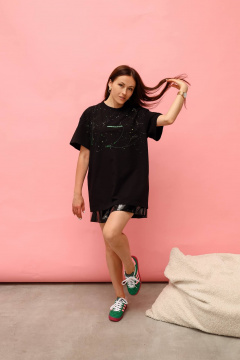 Футболка с ручной росписью и надписью в салатовых тонах MASHA SKORINA MS-T-8-002 - фото 4