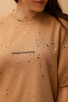 Футболка овер из футера с ручной росписью и текстовой надписью MASHA SKORINA MS-T-8-003 - фото 2