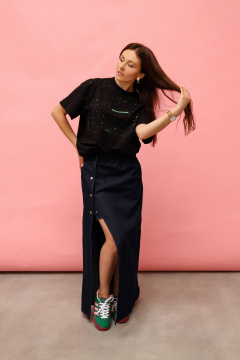 Джинсовая макси-юбка с эластичным поясом MASHA SKORINA MS-SJ-3-001 - фото 4