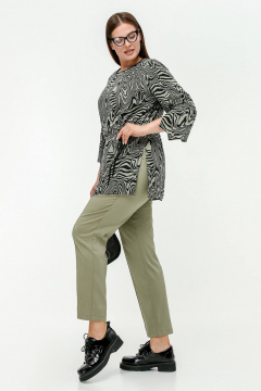 Туника с кулисками и высокими разрезами, мультиколор, лето La rouge 9075 хаки-(зебра) - фото 3