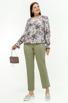 Свободная летняя блуза с V-образным вырезом и нагрудными вытачками La rouge 6304 розы-акварель - фото 2