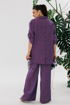 Летний костюм из льна: рубашка и брюки в классике Anelli 1477 фиалка - фото 4