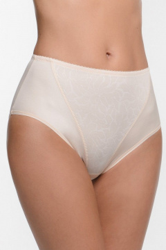 Высокие бежевые трусы из эластичного трикотажа с кружевом Milady 218 8.20 - фото 2