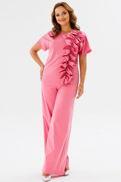 Летний комплект из блузы с рюшей и широких брюк-палаццо Angelina & Сo 1123 - фото 5