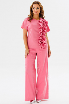 Летний комплект из блузы с рюшей и широких брюк-палаццо Angelina & Сo 1123 - фото 1