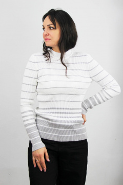 Вязаный трикотажный джемпер с коротким рукавом Полесье С1771-23 4С0714-Д43 158,164 отбеленный - фото 1