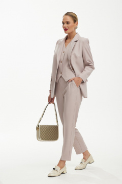 Демисезонный костюм-тройка из вискозы и текстиля Твой имидж 1896 пудра - фото 2