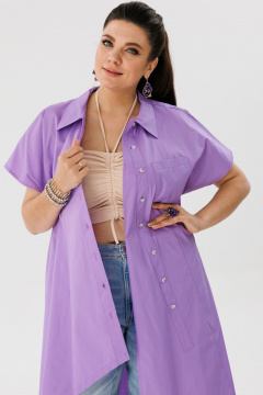 Туника асимметричного кроя из хлопка со разрезами Anelli 1383 гиацинт - фото 3