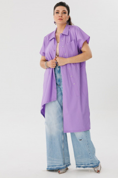 Туника асимметричного кроя из хлопка со разрезами Anelli 1383 гиацинт - фото 1