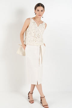 Юбка из текстиля бежевого цвета, демисезонная BURVIN 7438-21 - фото 1