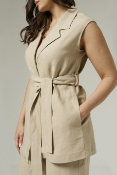 Жилет без рукавов из вискозы с поясом для повседневности Панда 185337w бежевый - фото 4