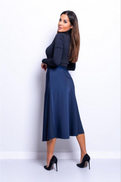Стильная женская юбка Sigma из вискозы с резинкой поясом Nika.PL 05031102 темно-синий - фото 2