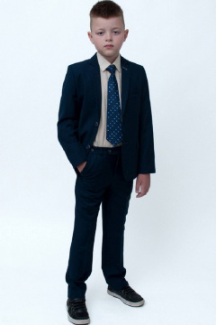 Брюки школьные демисезон, синий, классический крой, комфортные Pan-Mod бд-938418 синий - фото 4