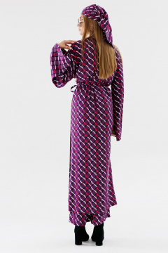 Платье-кейп на запах с длинным рукавом NikVa 555-2 ромбы_черника - фото 4