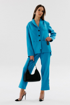 Костюм жилет и брюки с асимметричным низом NikVa 566-1 голубой - фото 2