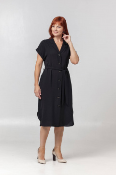 Платье со спущенным плечом и карманами на каждый день Соджи 624 черный - фото 1