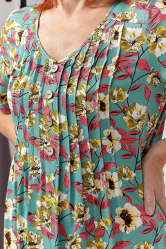 Платье трапеция с складками и карманами летнее Соджи 625 бирюзовый - фото 5