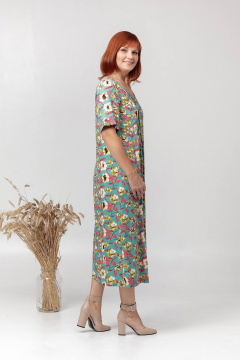 Платье трапеция с складками и карманами летнее Соджи 625 бирюзовый - фото 4