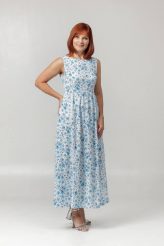 Облегающее платье с рельефными швами и длиной 120 см Соджи 626 белый_голубой - фото 2