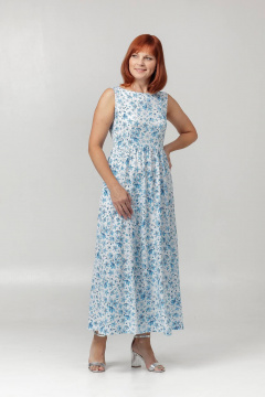 Облегающее платье с рельефными швами и длиной 120 см Соджи 626 белый_голубой - фото 1