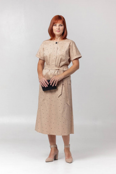 Бежевый жакет и юбка трапеции на кнопках Соджи 628 бежевый - фото 1