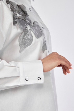 Деловая белая блузка с ушитыми складками и вышивкой Jurimex 3156 - фото 5