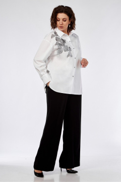 Деловая белая блузка с ушитыми складками и вышивкой Jurimex 3156 - фото 4