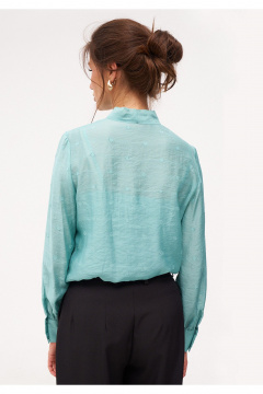 Классическая блуза прямая с бантом и топ из хлопка KaVaRi 4016.1 бирюзовый - фото 3